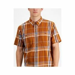 Brand new 😍 Sun + Stone Men's Alistair Regular-Ft Plaid Twill 👚 Shirt, Created For Macy's Caramel Cafe 🎉 -Sun + Stone Shop unnamed file 1017