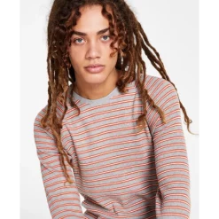 Discount 🧨 Sun + Stone Men's Striped Thermal Long-Sleeve 👕 Shirt, Created For Macy's Sun Bronze 👍 -Sun + Stone Shop unnamed file 131