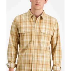 Discount 🥰 Sun + Stone Men's Mitchell Plaid 👚 Shirt, Created For Macy's Blue Combo 🥰 -Sun + Stone Shop unnamed file 223