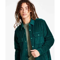 Best Pirce ✨ Sun + Stone Men's Long Sleeve Twill 👚 Shirt, Created For Macy's Medium Green 🥰