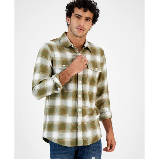 Deals π₯° Sun + Stone Men's Plaid Flannel π Shirt, Created For Macy's Dark Scarlet π€© 6 Deals π₯° Sun + Stone Men's Plaid Flannel π Shirt, Created For Macy's Dark Scarlet π€© - Image 4
