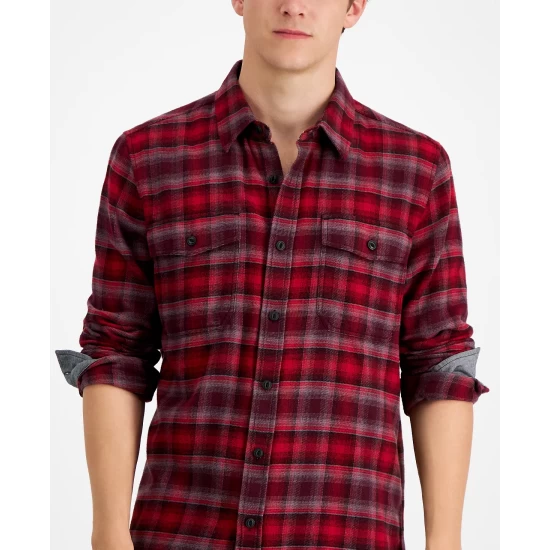 Deals π₯° Sun + Stone Men's Plaid Flannel π Shirt, Created For Macy's Dark Scarlet π€© 8 Deals π₯° Sun + Stone Men's Plaid Flannel π Shirt, Created For Macy's Dark Scarlet π€© - Image 6