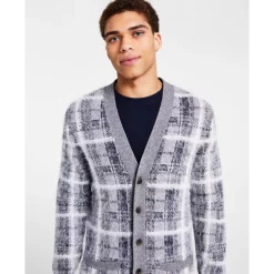 Best Sale 👏 Sun + Stone Men's Checkerboard Beanie, Created For Macy's Navy/black 🌟