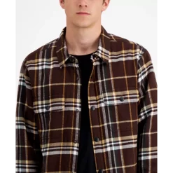 Coupon 😀 Sun + Stone Men's Randy Flannel 👕 Shirt Jacket, Created For Macy's Rich Chocolate ✨ -Sun + Stone Shop unnamed file 398