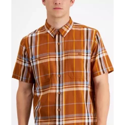 Brand new 😍 Sun + Stone Men's Alistair Regular-Ft Plaid Twill 👚 Shirt, Created For Macy's Caramel Cafe 🎉 -Sun + Stone Shop unnamed file 455