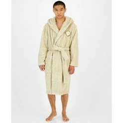 Flash Sale 🧨 Sun + Stone Men's Smiley Embroidered Hooded Fleece Robe, Created For Macy's Tan ✨