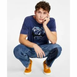 Flash Sale β¨ Sun + Stone Men's Ice Mountain Graphic Short-Sleeve T-Shirt, Created For Macy's Pompador Blue βοΈ
