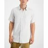 Best Sale ⌛ Sun + Stone Men's Regular-Fit Short Sleeve Flannel 👚 Shirt, Created For Macy's Vintage White ⌛ -Sun + Stone Shop unnamed file 665
