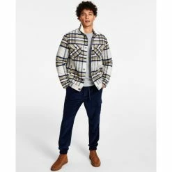 Outlet π Sun + Stone Men's Plaid Fleece Collar Trucker Jacket, Thermal Waffle-Knit Long Sleeve π Shirt & Corduroy Jogger Pants, Created For Macy's Vintage White π€©