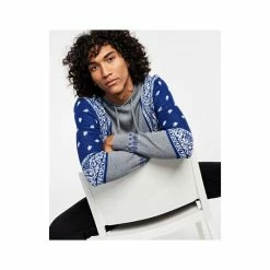 Flash Sale 🎁 Sun + Stone Men's Bandana Intarsia Hoodie, Created For Macy's Grey Indigo 😍 -Sun + Stone Shop unnamed file 850