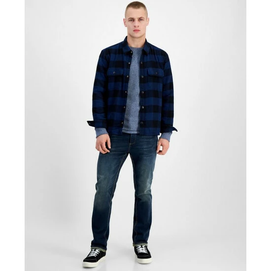 Brand new π Sun + Stone Men's Carter Buffalo Plaid Long-Sleeve Button-Up Flannel π Shirt Jacket Night Navy π₯ 3 Brand new π Sun + Stone Men's Carter Buffalo Plaid Long-Sleeve Button-Up Flannel π Shirt Jacket Night Navy π₯