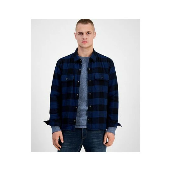 Brand new π Sun + Stone Men's Carter Buffalo Plaid Long-Sleeve Button-Up Flannel π Shirt Jacket Night Navy π₯ 5 Brand new π Sun + Stone Men's Carter Buffalo Plaid Long-Sleeve Button-Up Flannel π Shirt Jacket Night Navy π₯ - Image 3