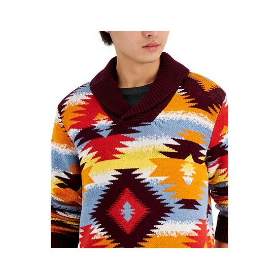 Best Sale π Sun + Stone Men's Ranger Geometric-Print Jacquard Shawl Neck Sweater, Created For Macy's Mountain Spring π 5 Best Sale π Sun + Stone Men's Ranger Geometric-Print Jacquard Shawl Neck Sweater, Created For Macy's Mountain Spring π - Image 3