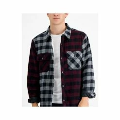 Flash Sale ⌛ Sun + Stone Men's Ezra Patchwork Flannel 👕 Shirt Jacket, Created For Macy's Black Multi Combo 👍 -Sun + Stone Shop unnamed file 862