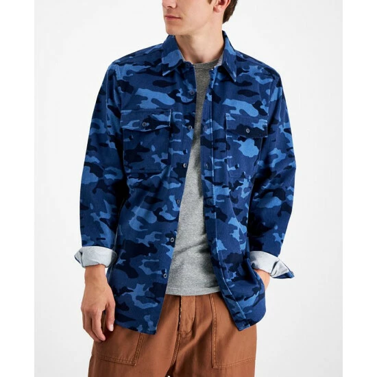 Discount โญ Sun + Stone Men's Nolan Regular-Fit Camouflage Corduroy ๐ Shirt, Created For Macy's Blue Combo ๐งจ 3 Discount โญ Sun + Stone Men's Nolan Regular-Fit Camouflage Corduroy ๐ Shirt, Created For Macy's Blue Combo ๐งจ