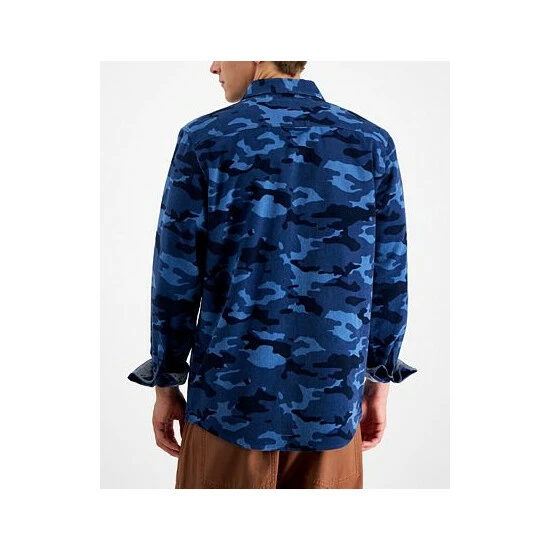 Discount โญ Sun + Stone Men's Nolan Regular-Fit Camouflage Corduroy ๐ Shirt, Created For Macy's Blue Combo ๐งจ 4 Discount โญ Sun + Stone Men's Nolan Regular-Fit Camouflage Corduroy ๐ Shirt, Created For Macy's Blue Combo ๐งจ - Image 2