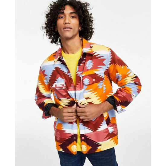 Discount π₯ Sun + Stone Men's Tompkins Regular-Fit Geo-Print Fleece-Lined Flannel π Shirt Jacket, Created For Macy's Vintage White Combo π― 3 Discount π₯ Sun + Stone Men's Tompkins Regular-Fit Geo-Print Fleece-Lined Flannel π Shirt Jacket, Created For Macy's Vintage White Combo π―