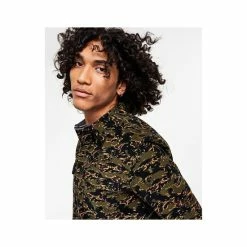 Flash Sale 🔥 Sun + Stone Men's Oliver Camo Print Long-Sleeve Corduroy 👕 Shirt, Created For Macy's Green ⭐ -Sun + Stone Shop unnamed file 967