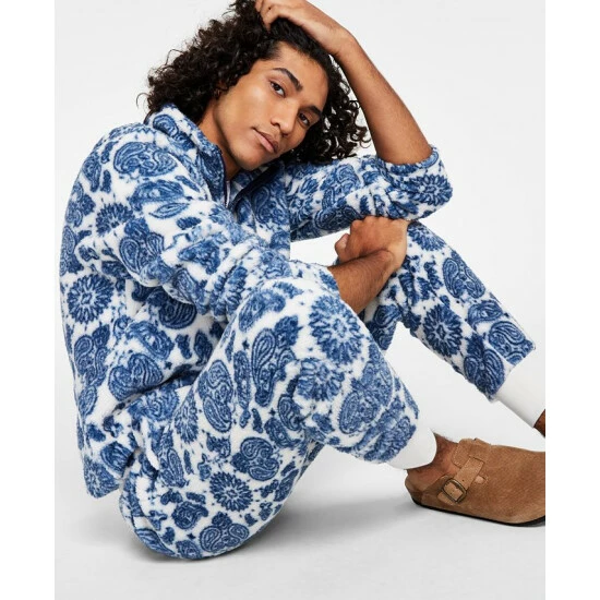 Budget ✨ Sun + Stone Men's Regular-Fit Paisley Bandana-Print Fleece Joggers, Created For Macy's Vintage White Combo ⌛ 6 Budget ✨ Sun + Stone Men's Regular-Fit Paisley Bandana-Print Fleece Joggers, Created For Macy's Vintage White Combo ⌛ - Image 4