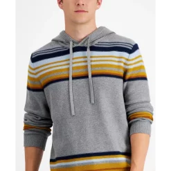 Cheap 😀 Sun + Stone Men's Striped Chenille Hooded Sweater, Created For Macy's Pewter Heather 🎁 -Sun + Stone Shop unnamed file 99