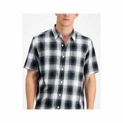 Deals ⌛ Sun + Stone Men's Devon Regular-Ft Plaid Twill 👕 Shirt, Created For Macy's Winter Moss 🎁 -Sun + Stone Shop unnamed file 991